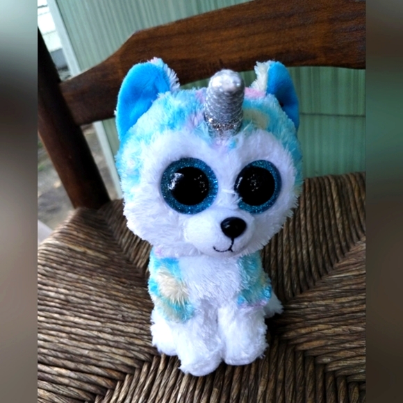 โ2021 TY Beanie Boos 7" HELENA Unicorn Husky Dog Animal Plush Toy wide eye plush - Picture 3 of 13